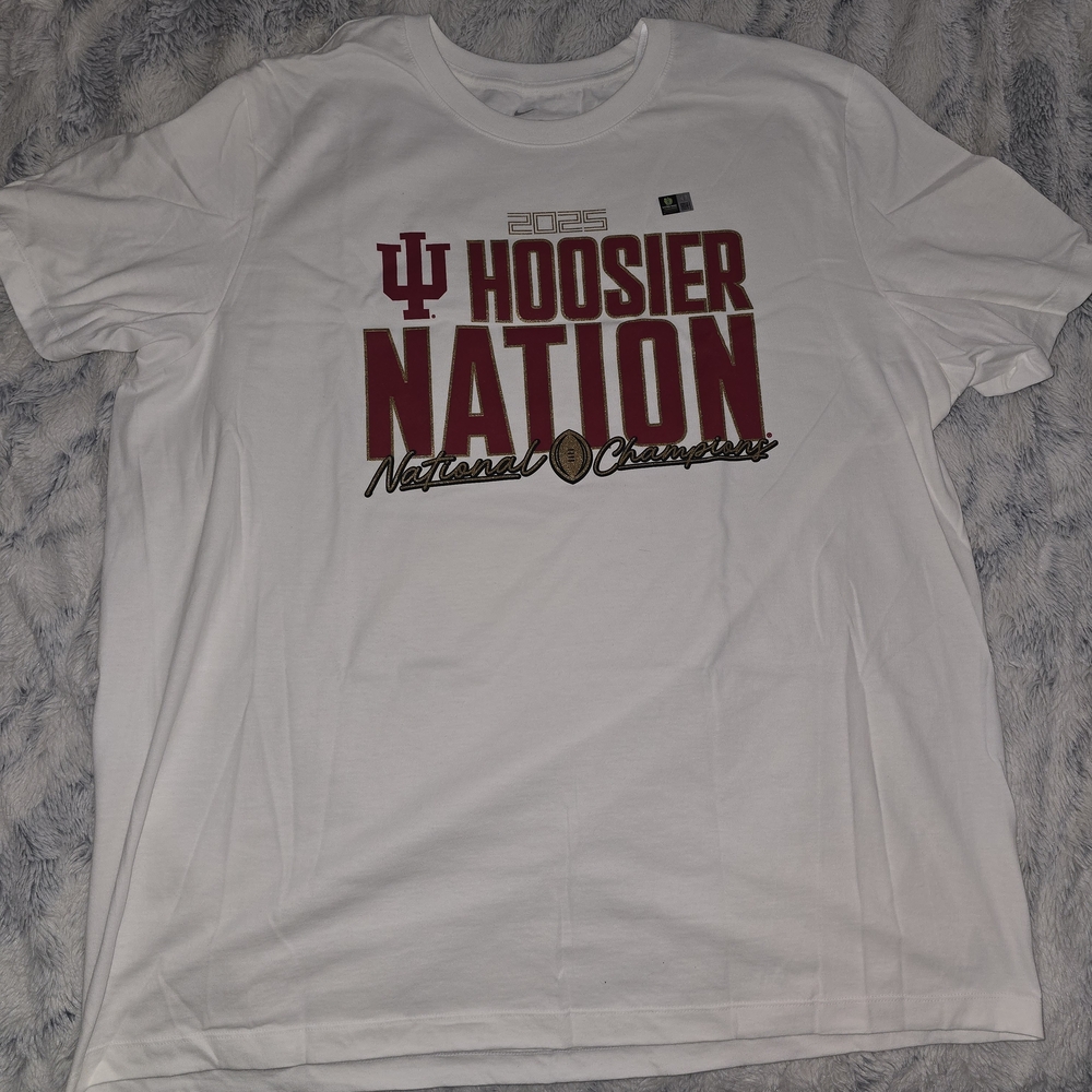 Nike Men's White Hoosier Nation IU T-Shirt - 2025 National Champs - NWT - XXL